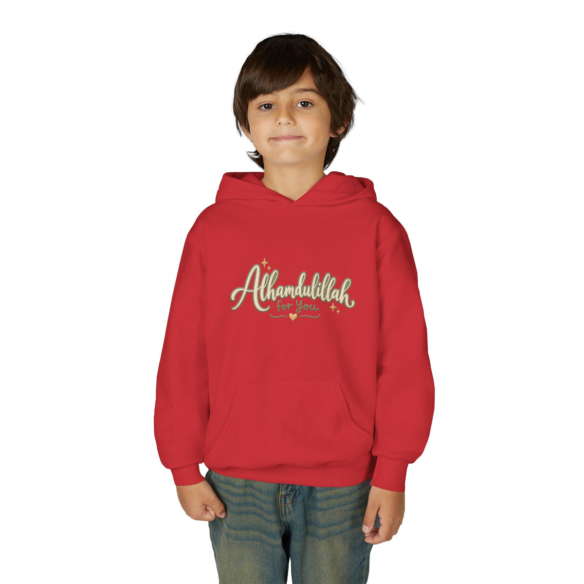 Youth Hoodie – “Alhamdulillah for You” Script Design (Islamic Gratitude Gift)