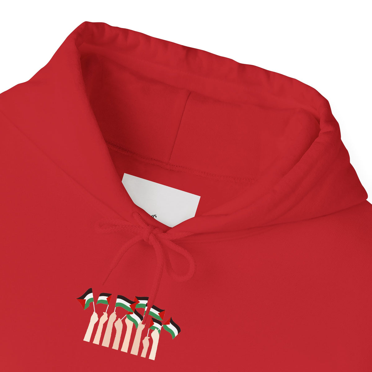 Minimal 'Calm' Palestine Flag Hoodie — Small Center Graphic