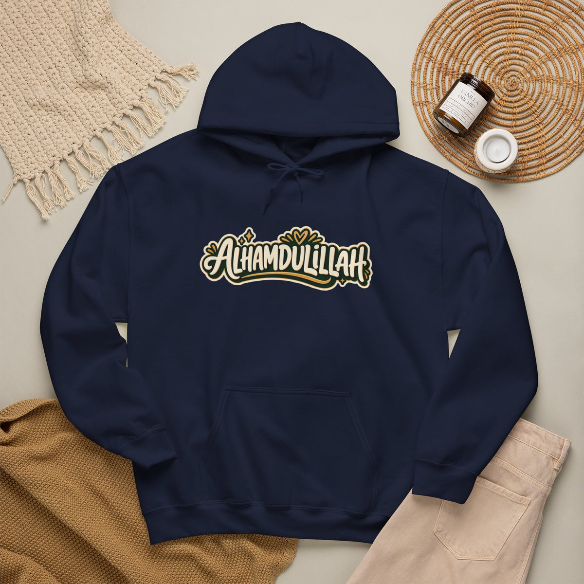 Alhamdulillah Hoodie — 'Through Every Chapter' Inspirational Islamic Pullover
