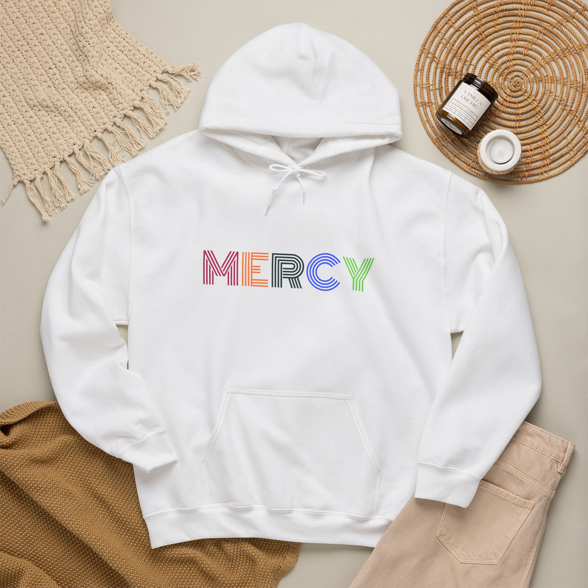 Mercy Hoodie — Colorful Mercy Graphic Hooded Sweatshirt