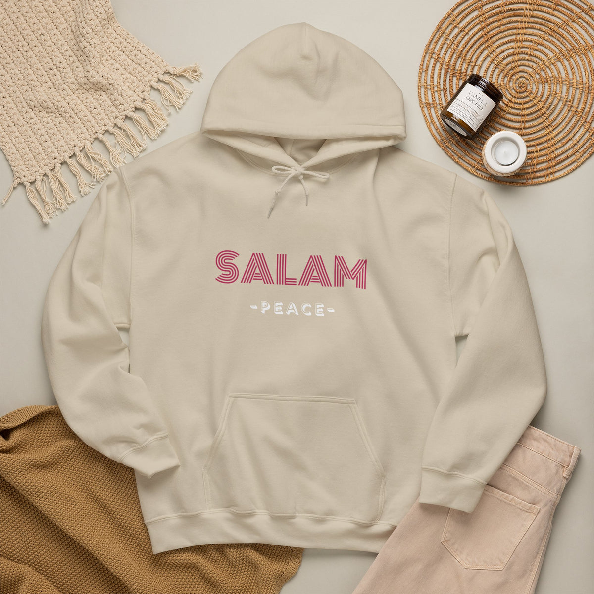 Salam Peace Hoodie — 'SALAM' Typography Peaceful Message Sweatshirt