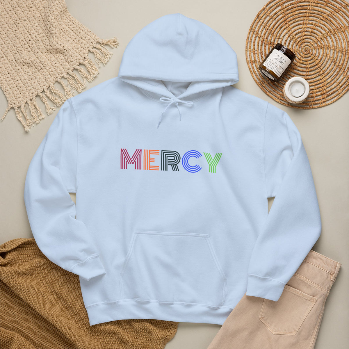 Mercy Hoodie — Colorful Mercy Graphic Hooded Sweatshirt