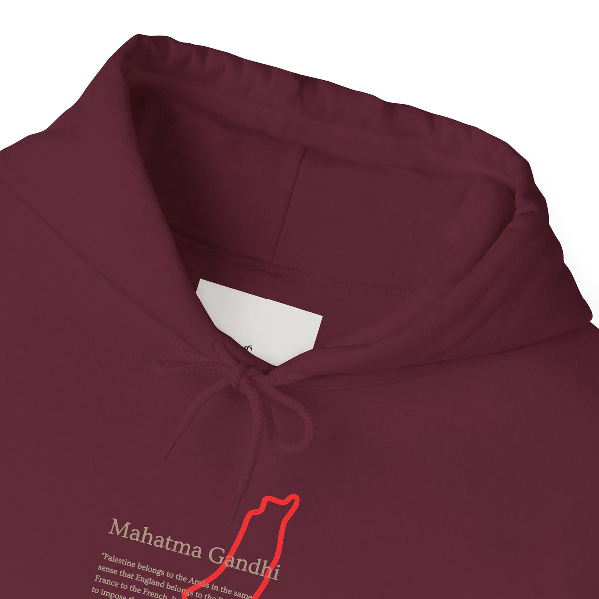 Hoodie — Mahatma Gandhi Quote with Red Palestine Map Outline