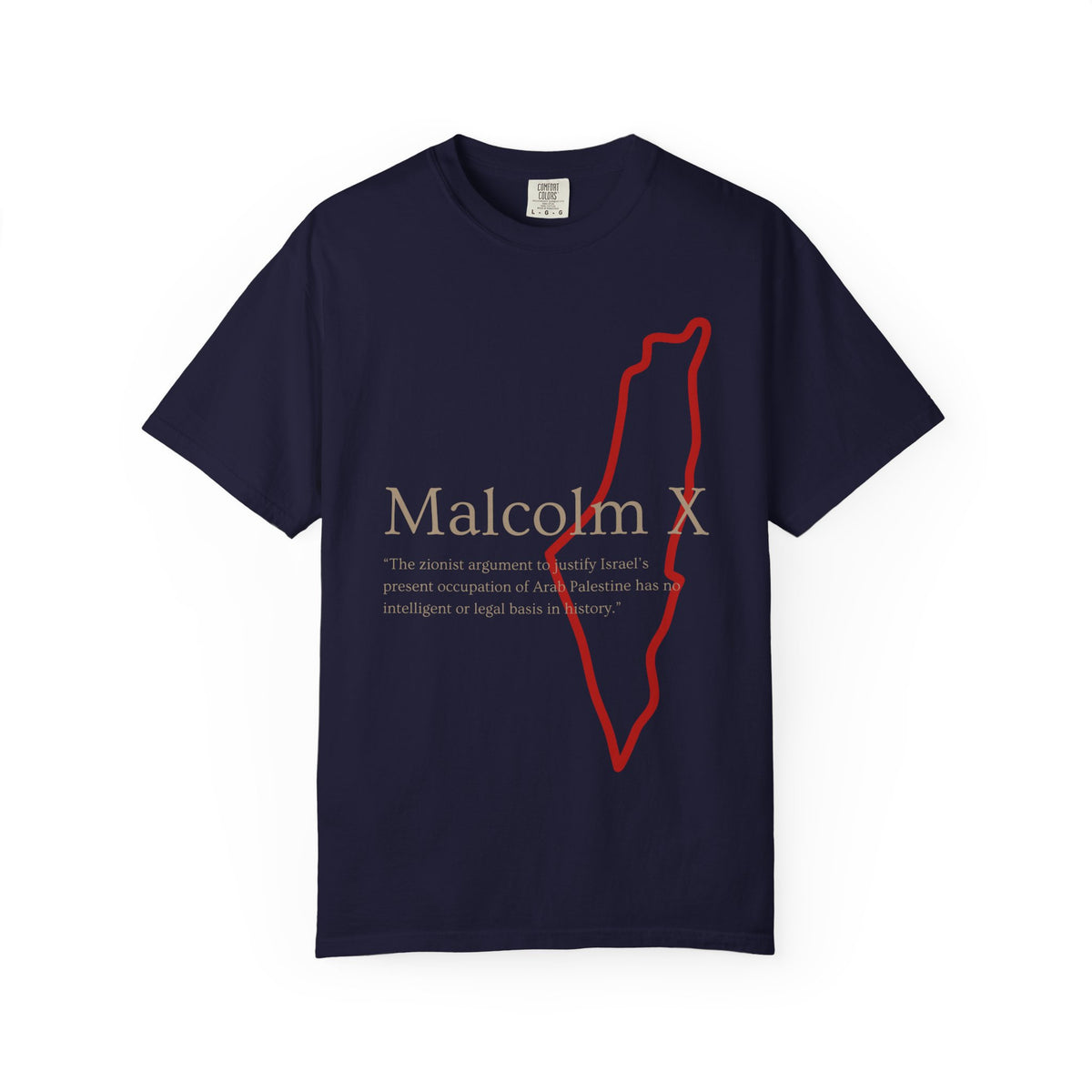 Malcolm X Palestine Quote Outline T-Shirt — Minimalist Palestine Solidarity Tee