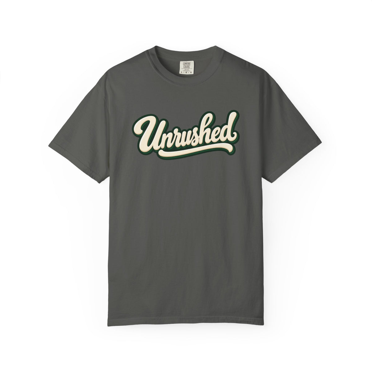 Unrushed Script T-Shirt — Vintage Retro Graphic Tee