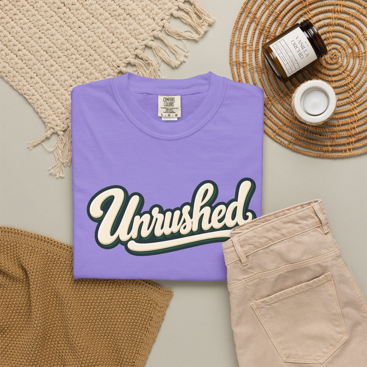 Unrushed Script T-Shirt — Vintage Retro Graphic Tee