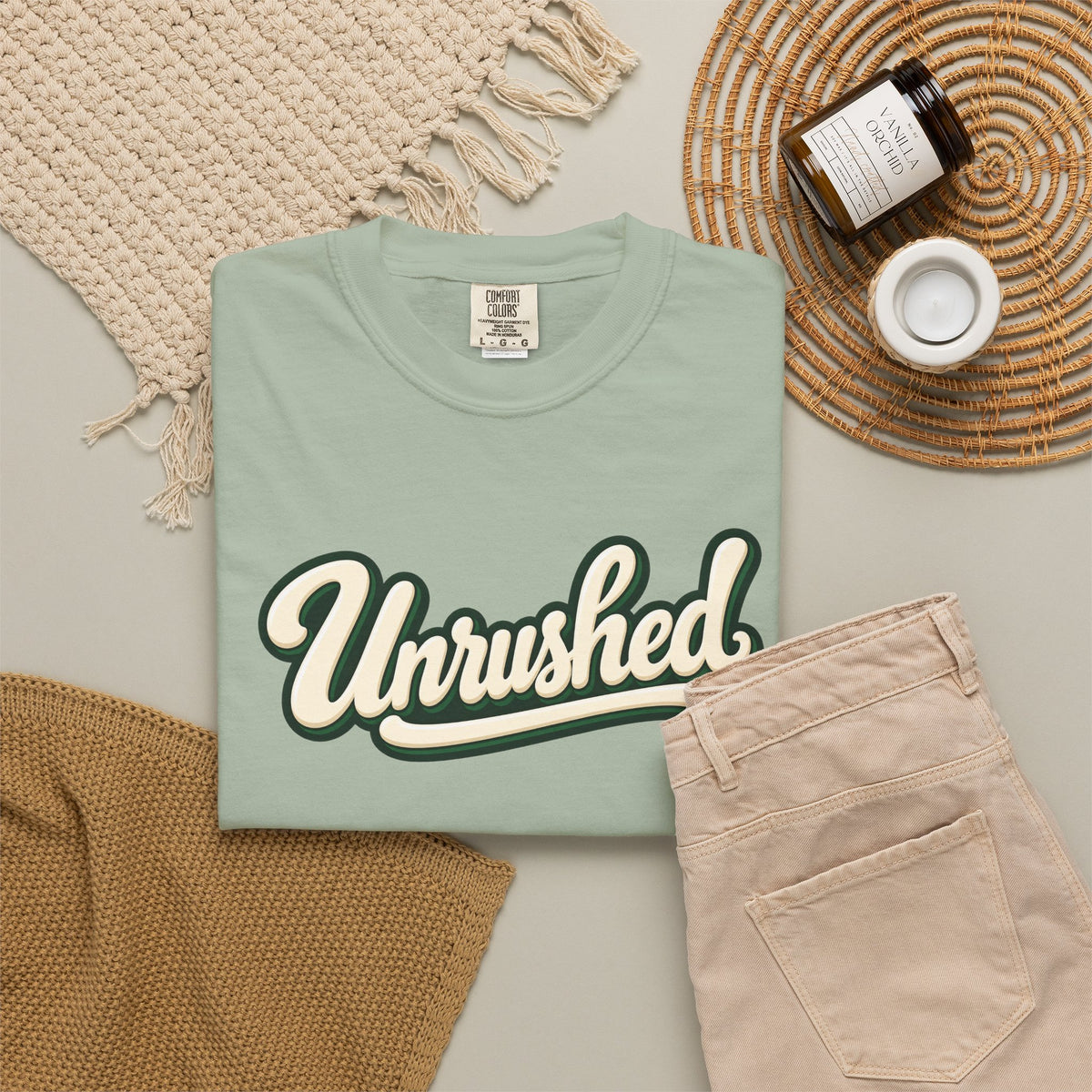 Unrushed Script T-Shirt — Vintage Retro Graphic Tee