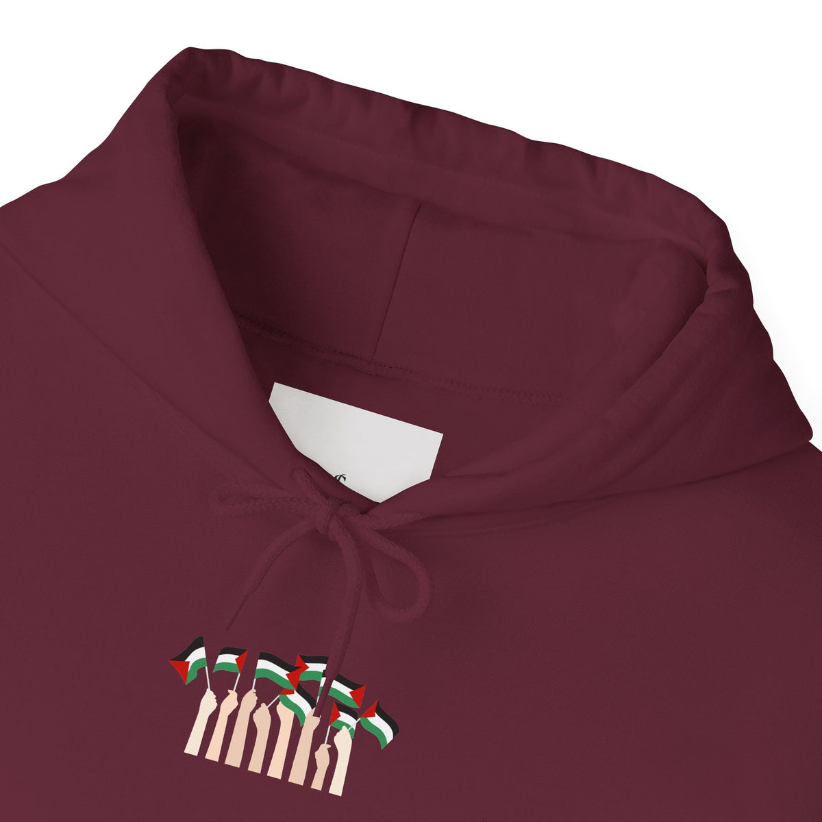 Minimal 'Calm' Palestine Flag Hoodie — Small Center Graphic
