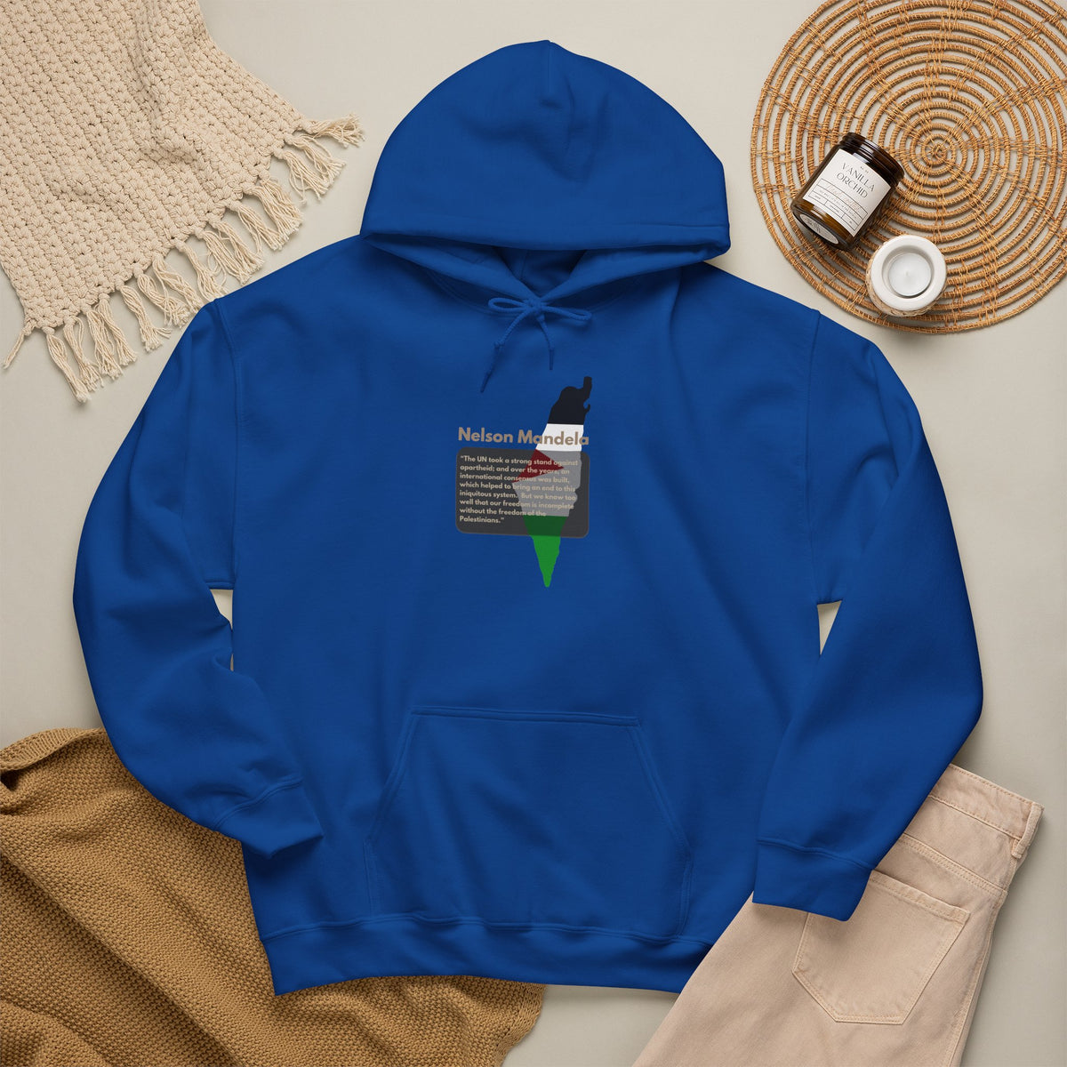 Hoodie - Nelson Mandela Quote & Palestine Flag Graphic