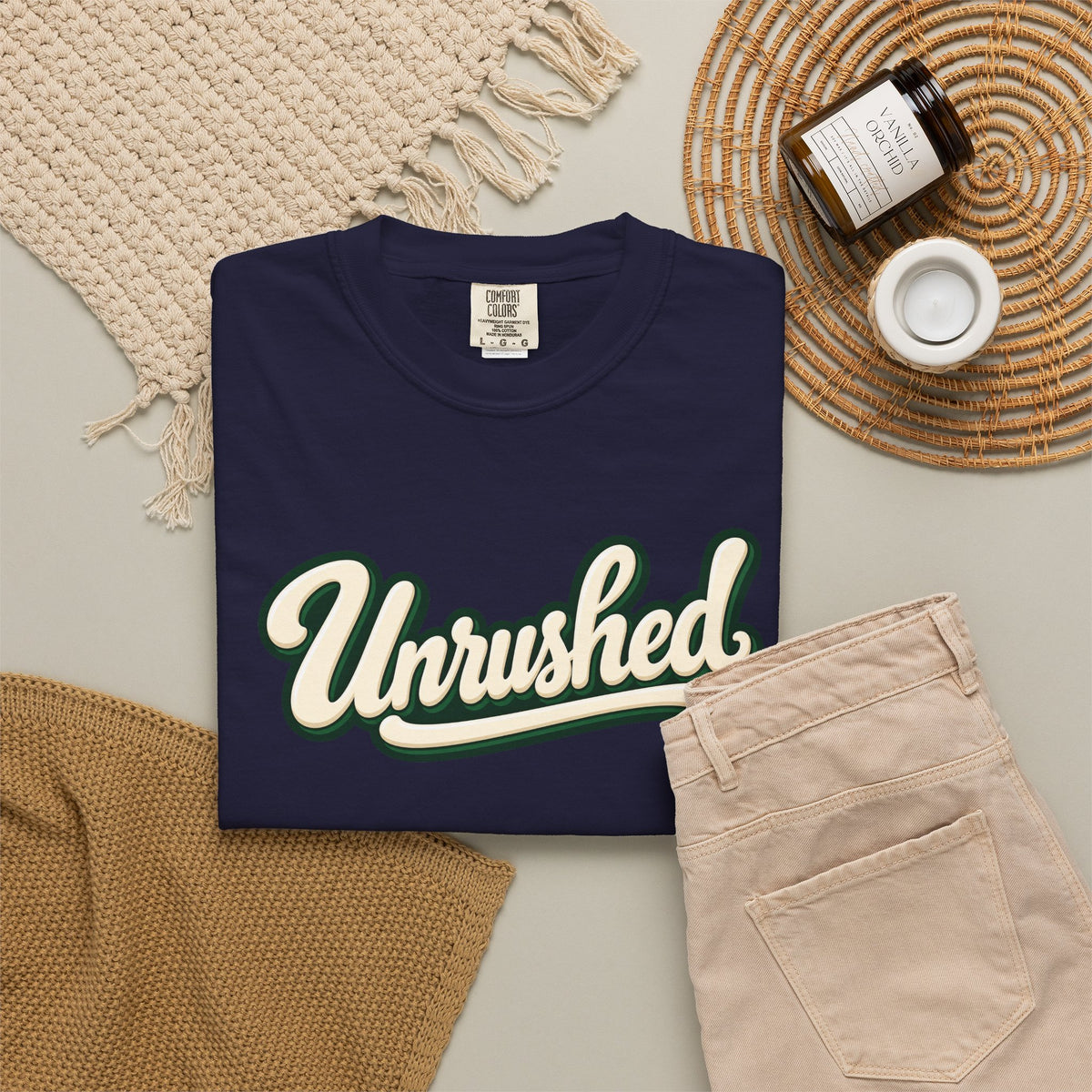 Unrushed Script T-Shirt — Vintage Retro Graphic Tee