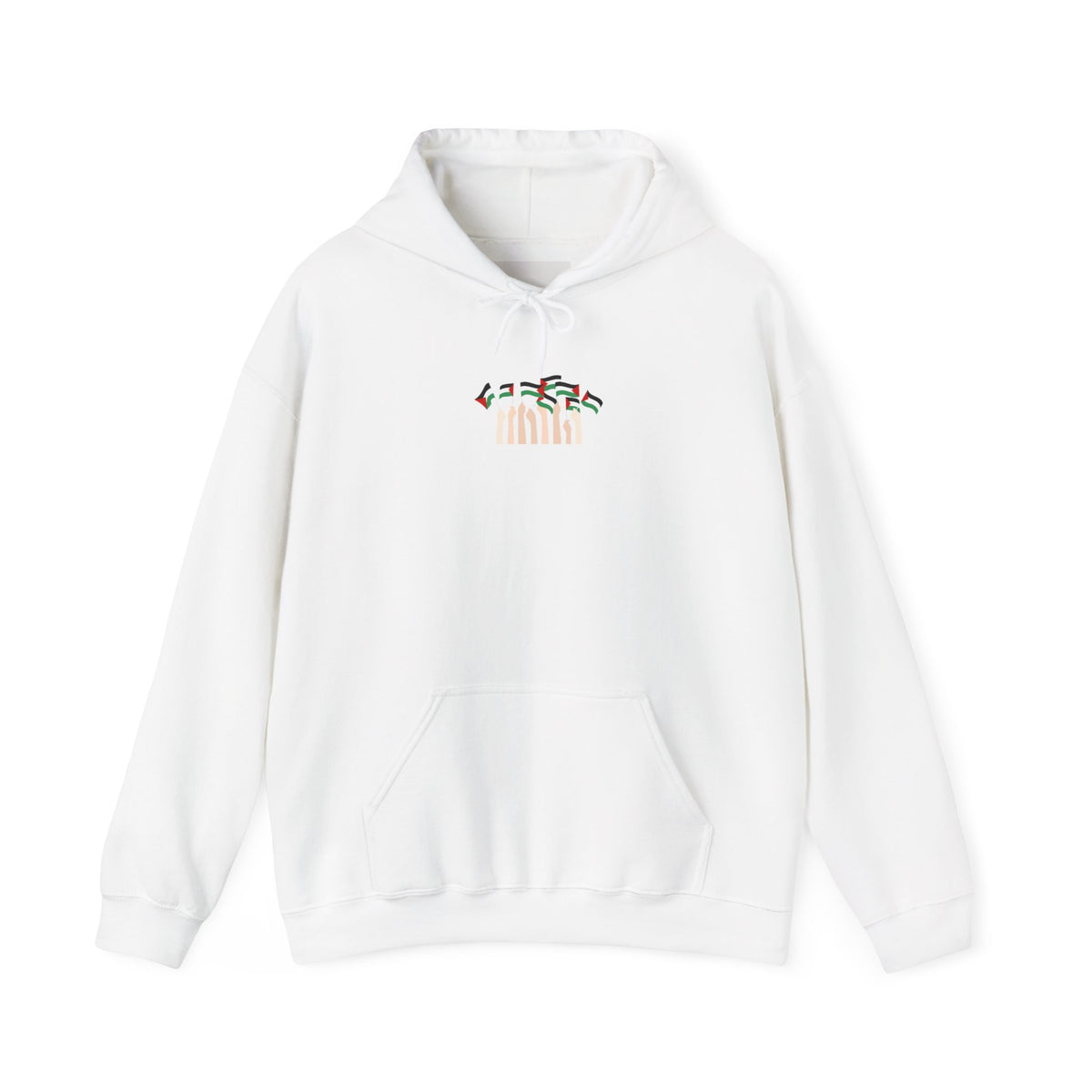 Minimal 'Calm' Palestine Flag Hoodie — Small Center Graphic
