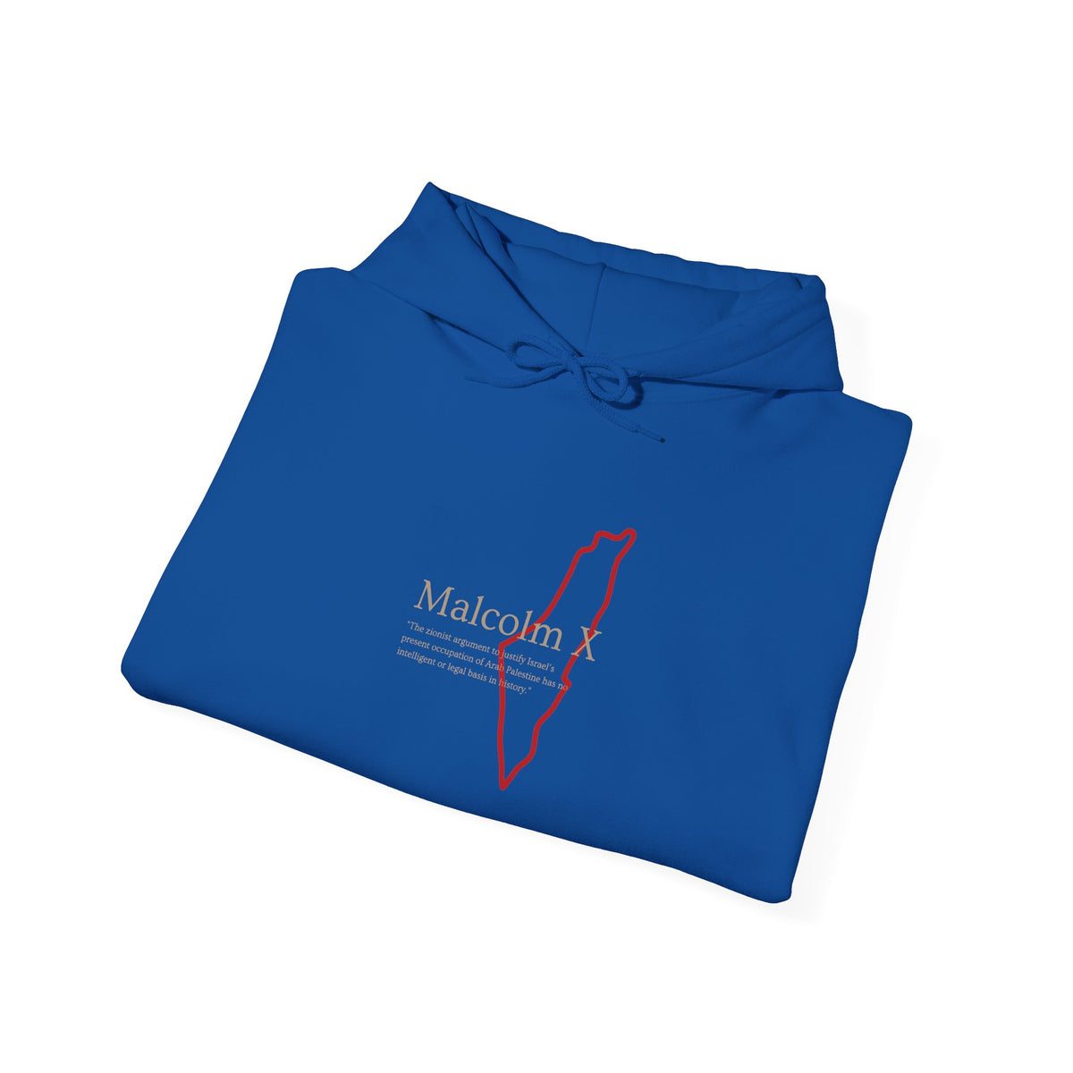 Malcolm X Palestine Quote and Map Hoodie – Minimalist Line Art Map Pullover