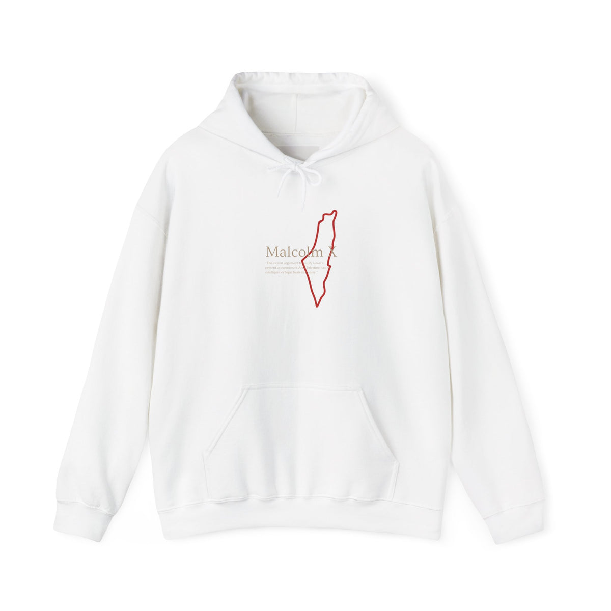 Malcolm X Palestine Quote and Map Hoodie – Minimalist Line Art Map Pullover