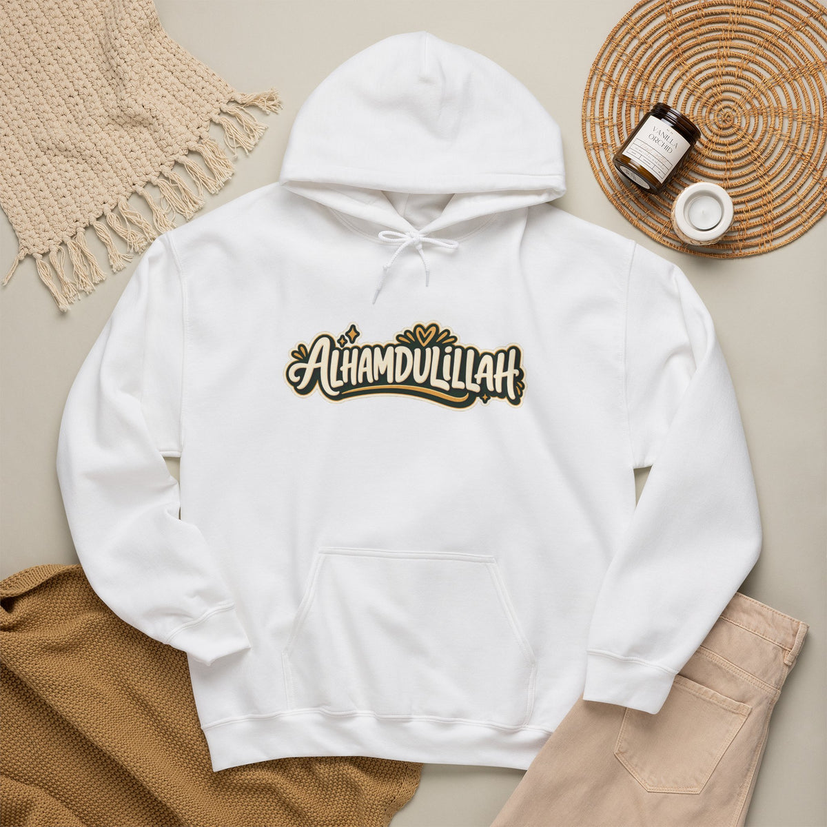 Alhamdulillah Hoodie — 'Through Every Chapter' Inspirational Islamic Pullover