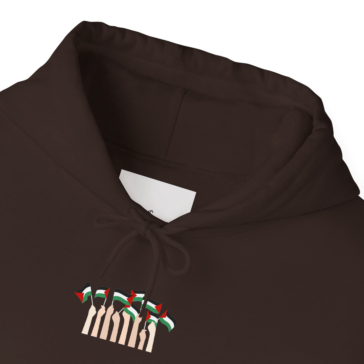 Minimal 'Calm' Palestine Flag Hoodie — Small Center Graphic
