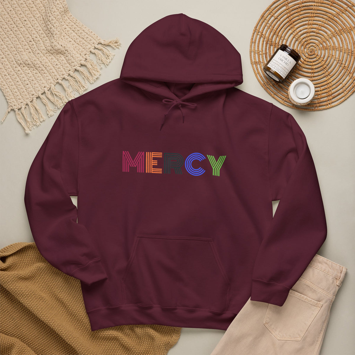 Mercy Hoodie — Colorful Mercy Graphic Hooded Sweatshirt