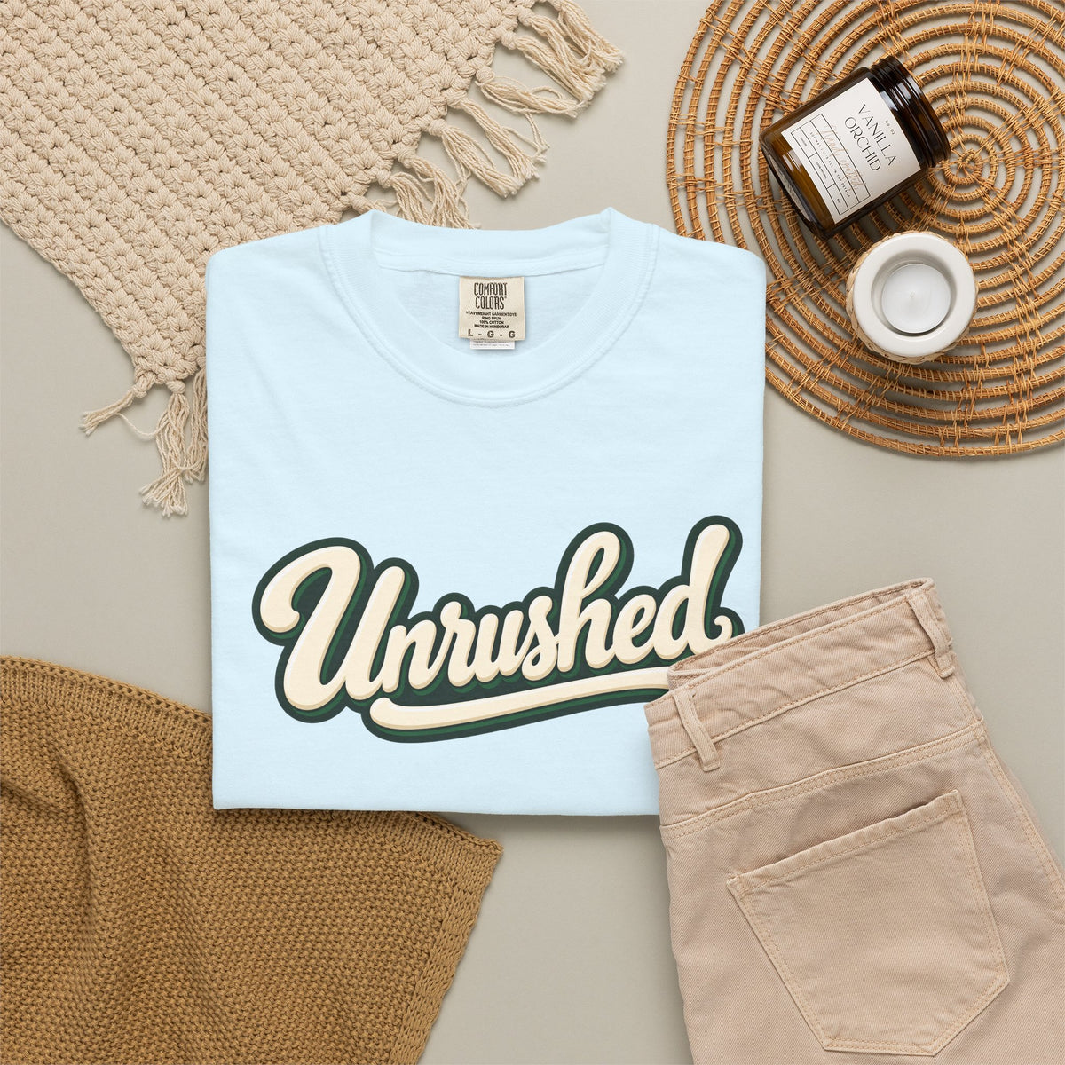 Unrushed Script T-Shirt — Vintage Retro Graphic Tee