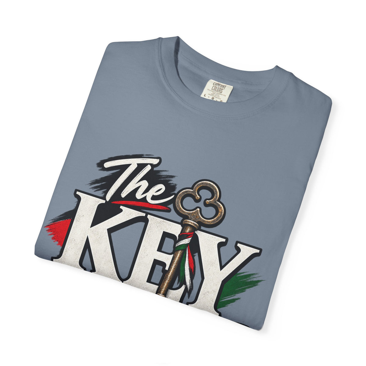Key Still Fits T-Shirt — Vintage Key Graphic Tee with Red & Green Accents