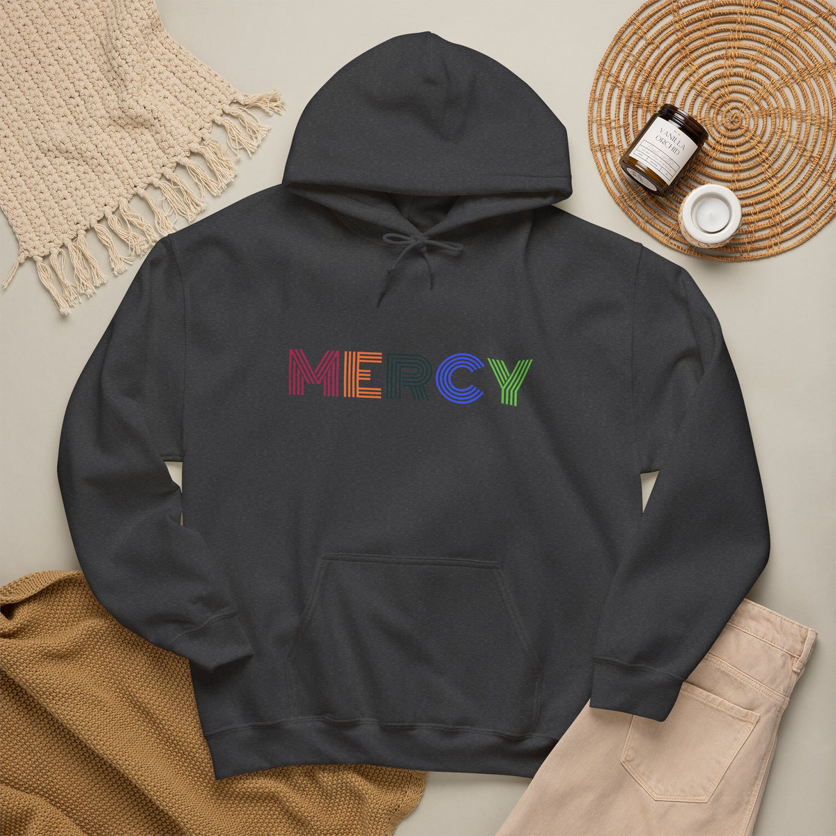 Mercy Hoodie — Colorful Mercy Graphic Hooded Sweatshirt