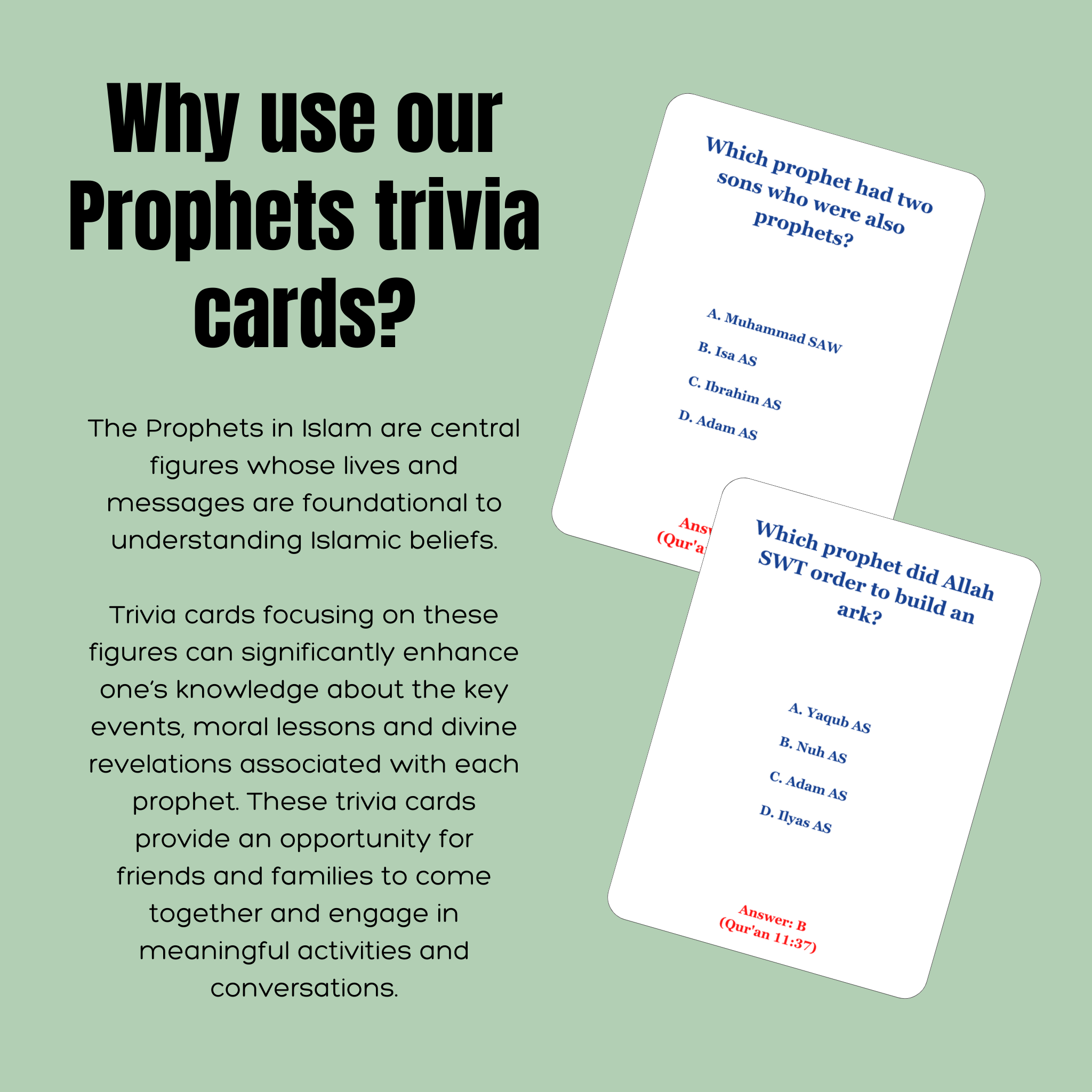 Islamic Trivia Cards - The 25 Prophets of Islam Trivia Cards