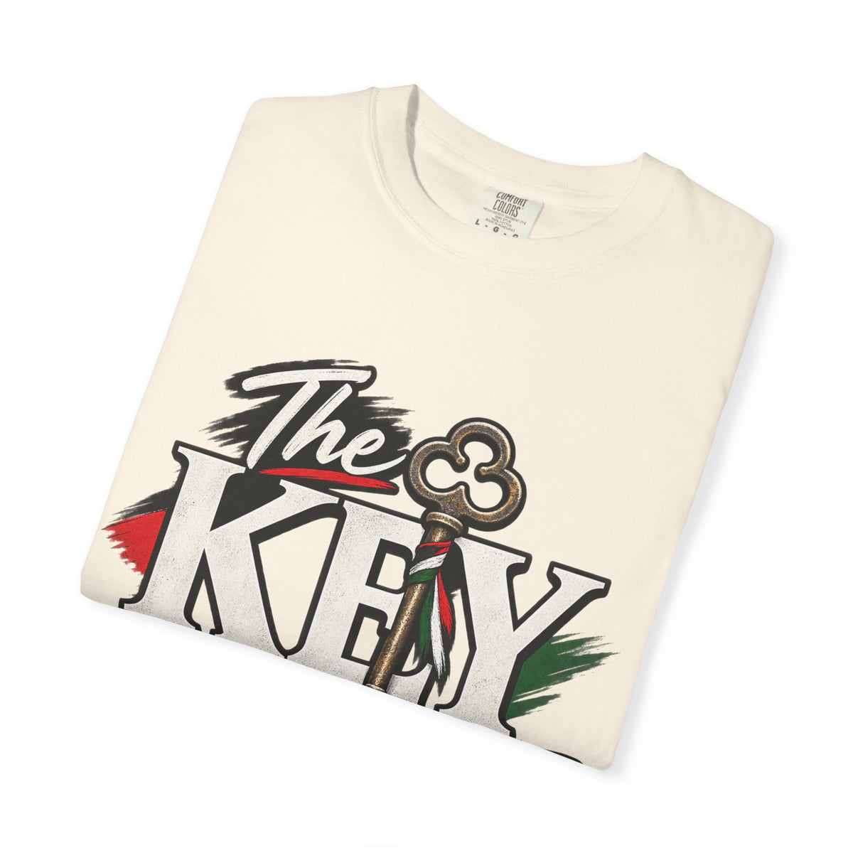 Key Still Fits T-Shirt — Vintage Key Graphic Tee with Red & Green Accents