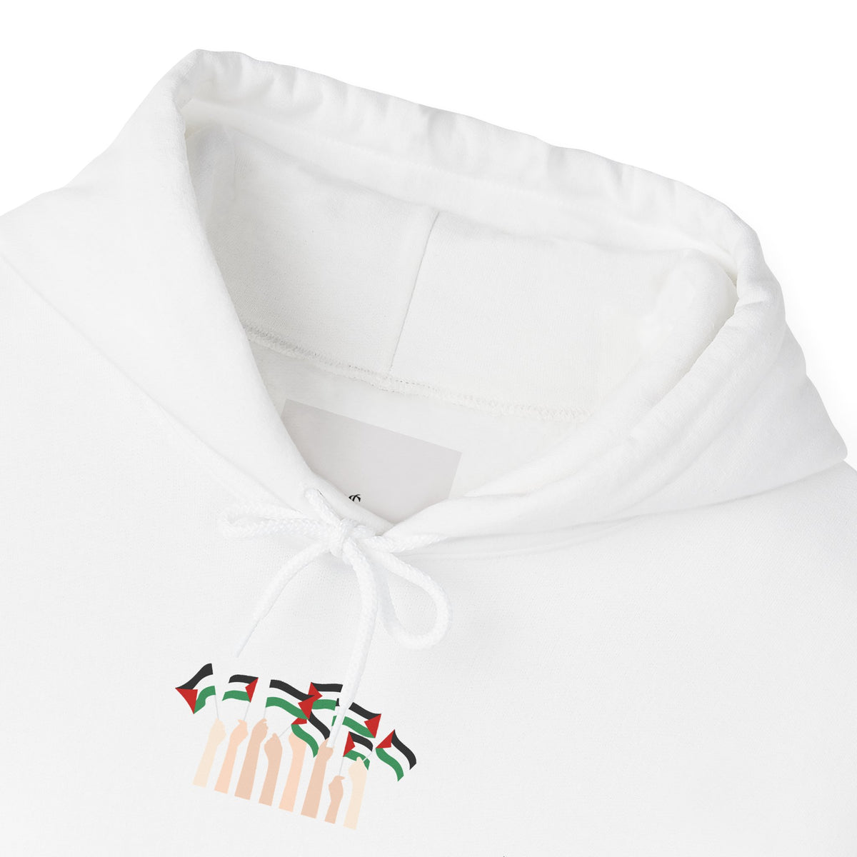 Minimal 'Calm' Palestine Flag Hoodie — Small Center Graphic