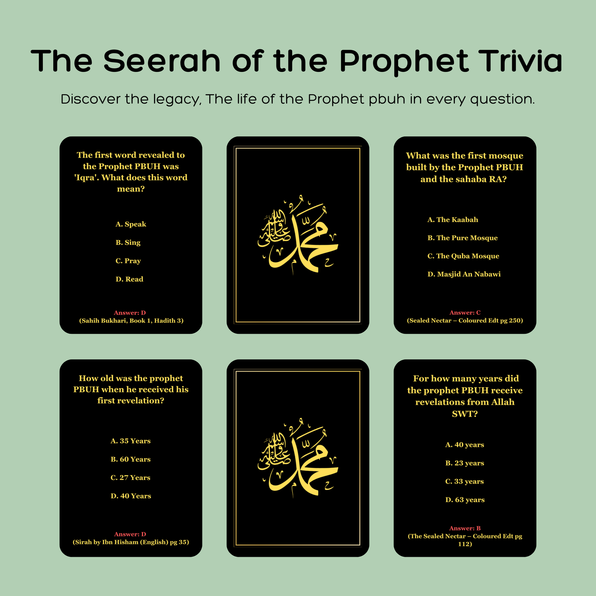 Islamic Trivia Cards - The Seerah Of The Prophet Trivia Cards