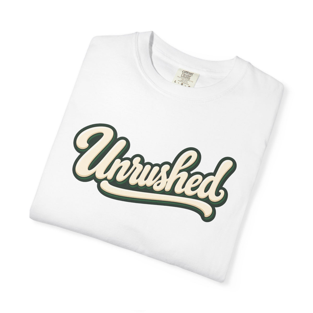 Unrushed Script T-Shirt — Vintage Retro Graphic Tee