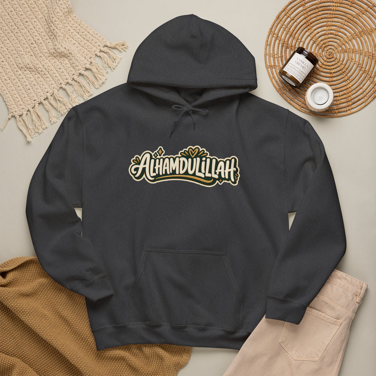 Alhamdulillah Hoodie — 'Through Every Chapter' Inspirational Islamic Pullover