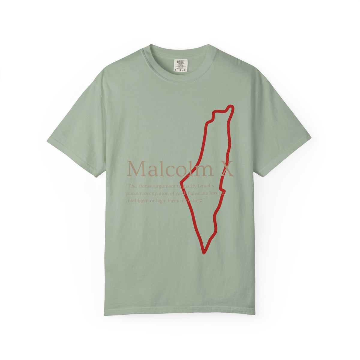 Malcolm X Palestine Quote Outline T-Shirt — Minimalist Palestine Solidarity Tee