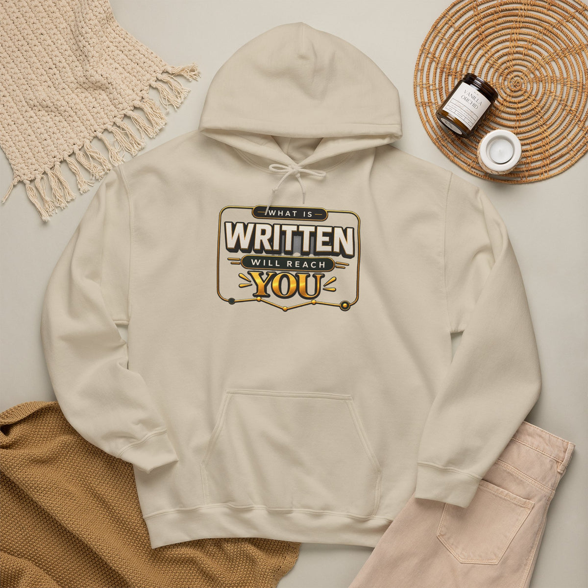 Hoodie - "What Is Written Will Reach You" Vintage Sign Graphic Hoodie
