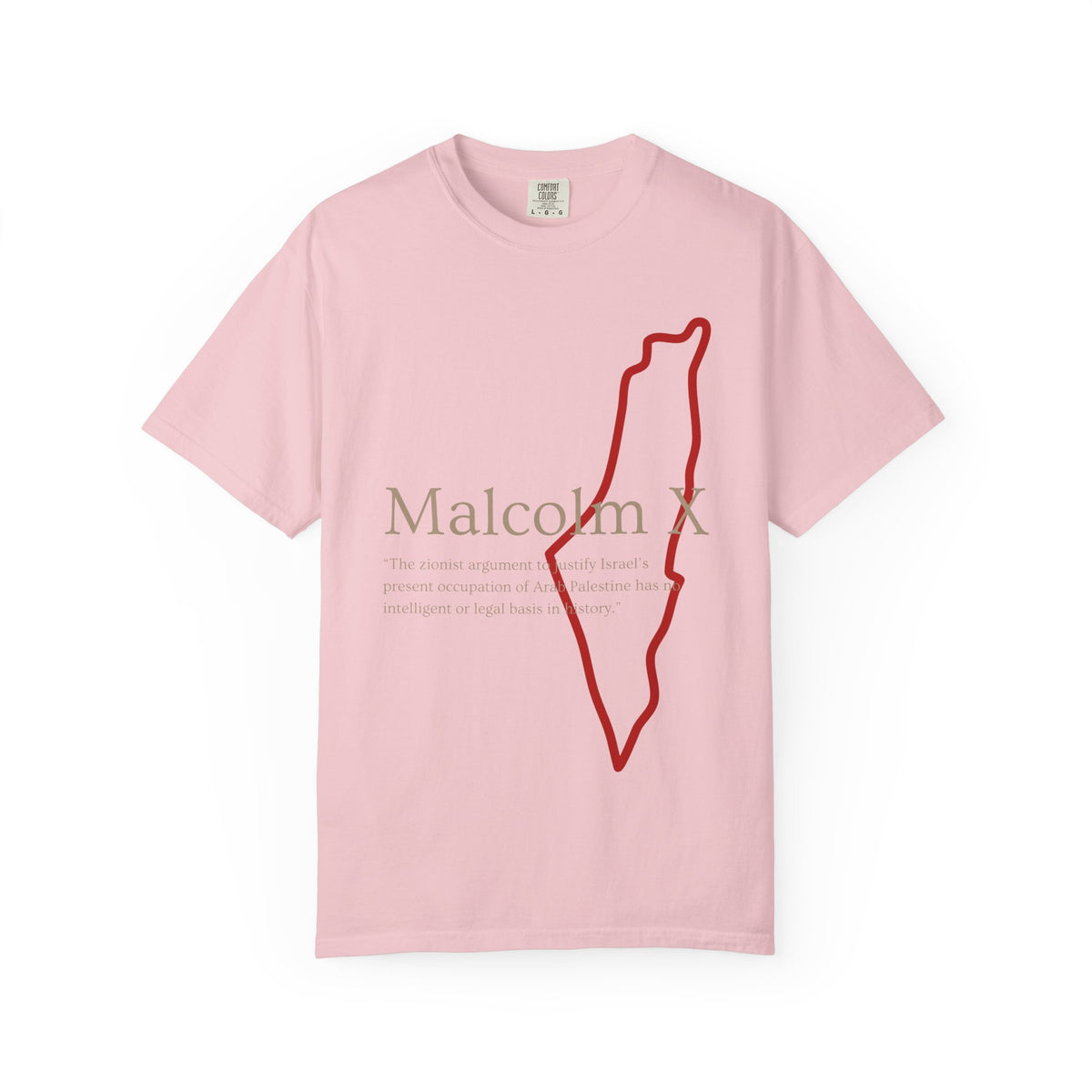 Malcolm X Palestine Quote Outline T-Shirt — Minimalist Palestine Solidarity Tee