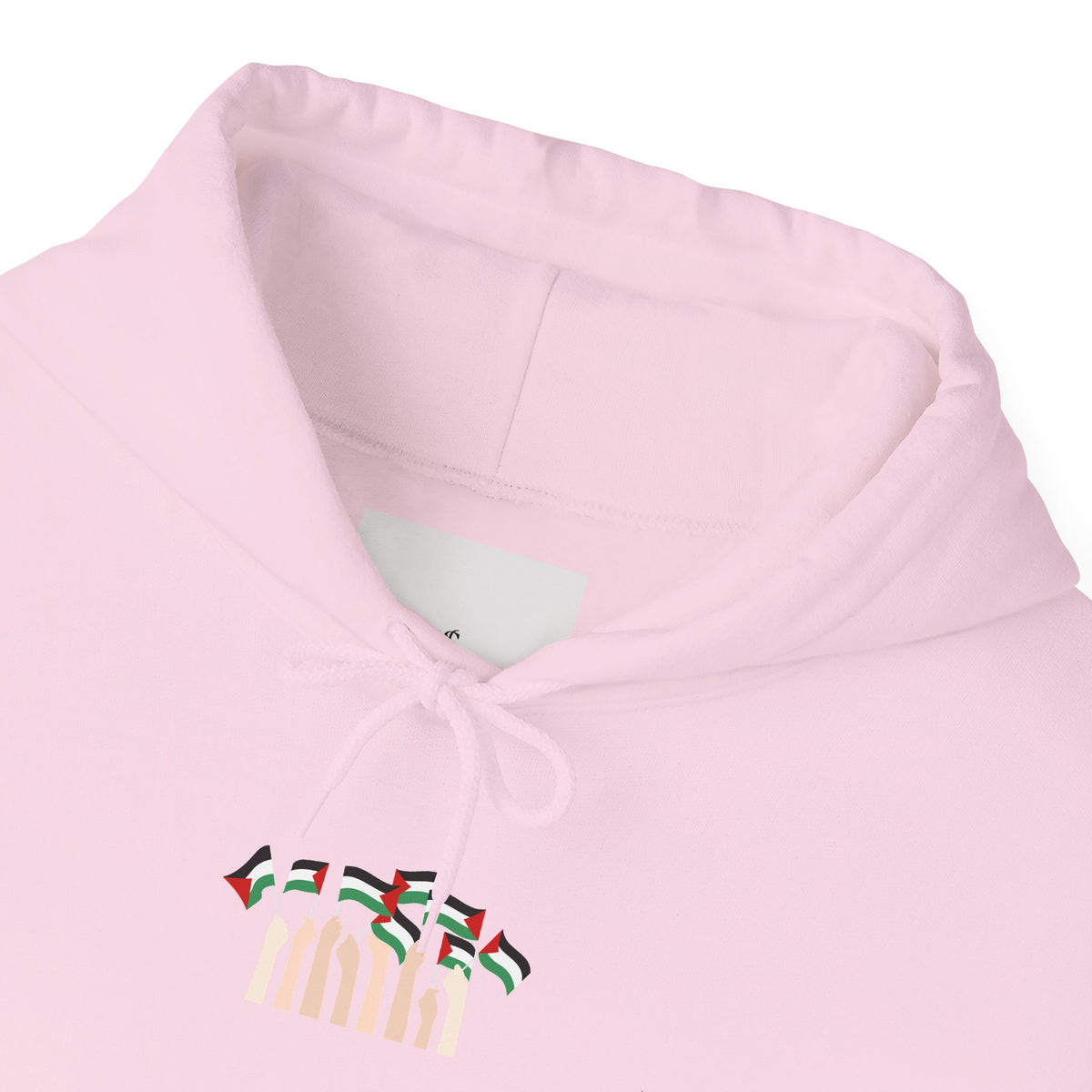 Minimal 'Calm' Palestine Flag Hoodie — Small Center Graphic