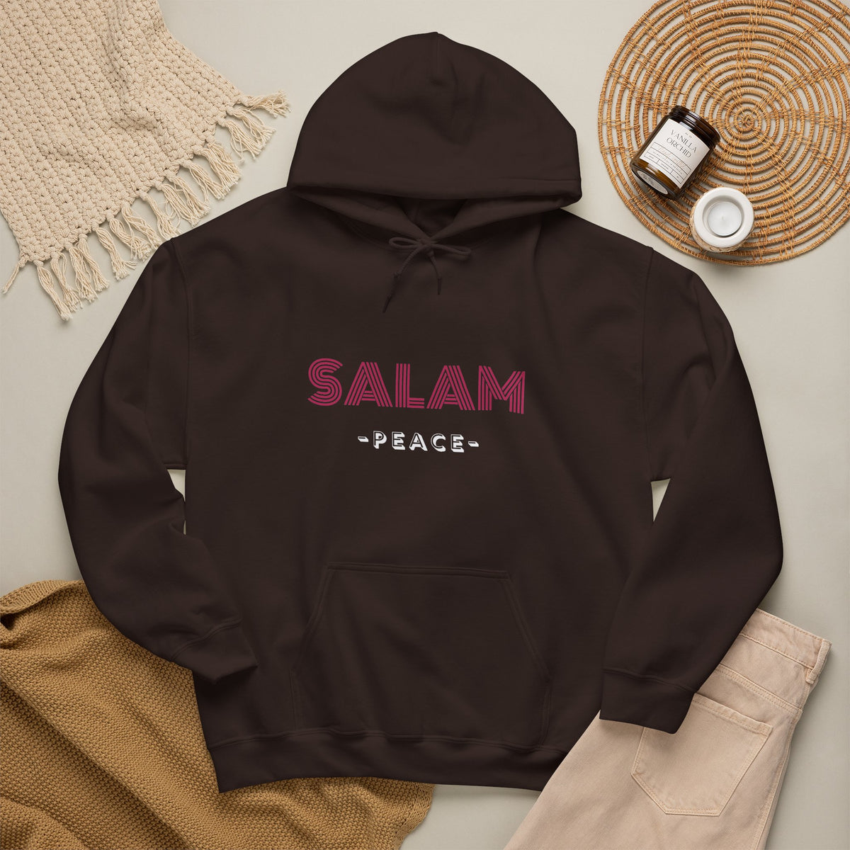 Salam Peace Hoodie — 'SALAM' Typography Peaceful Message Sweatshirt