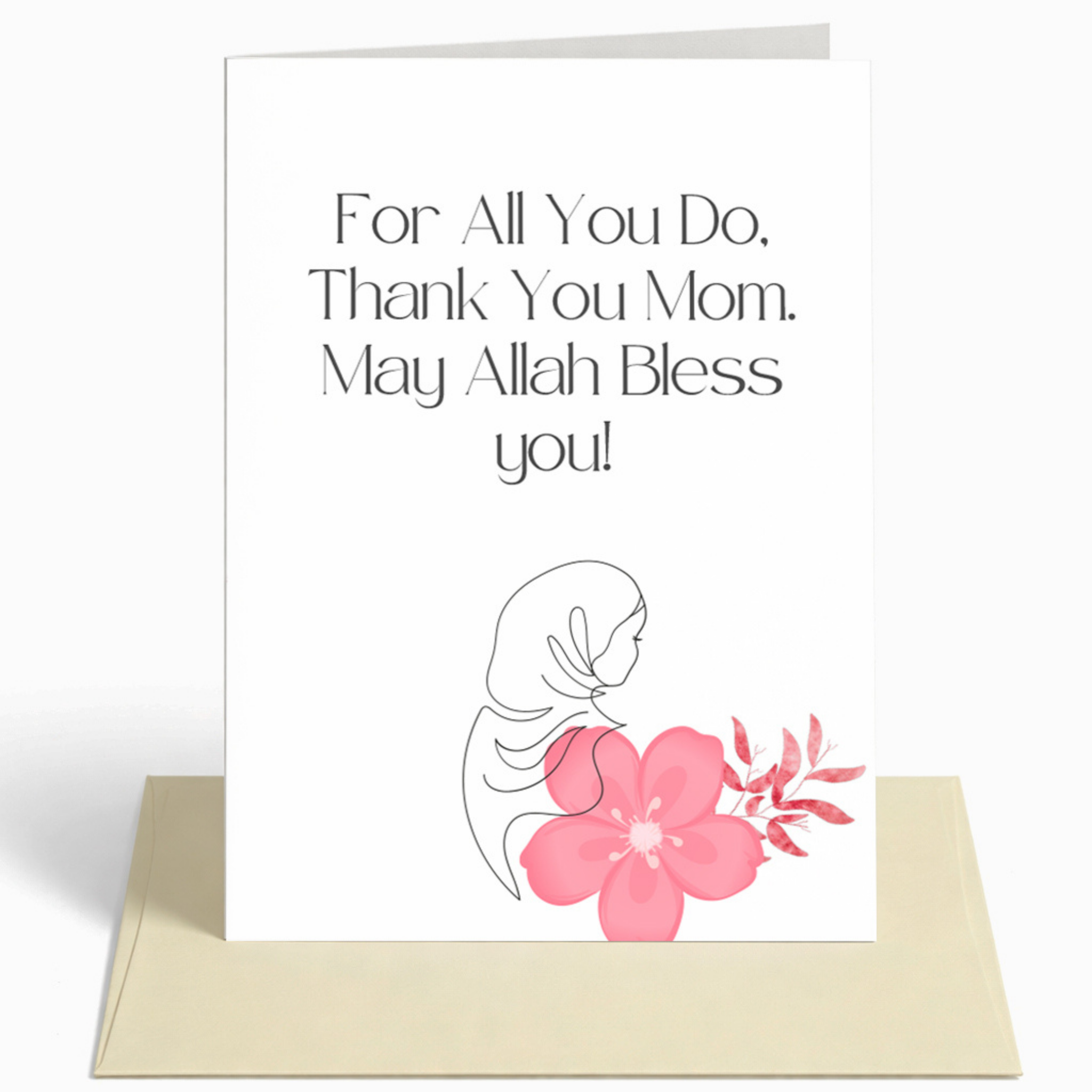 Thank You Mom Islamic Greeting Card | Mother's day islamic card