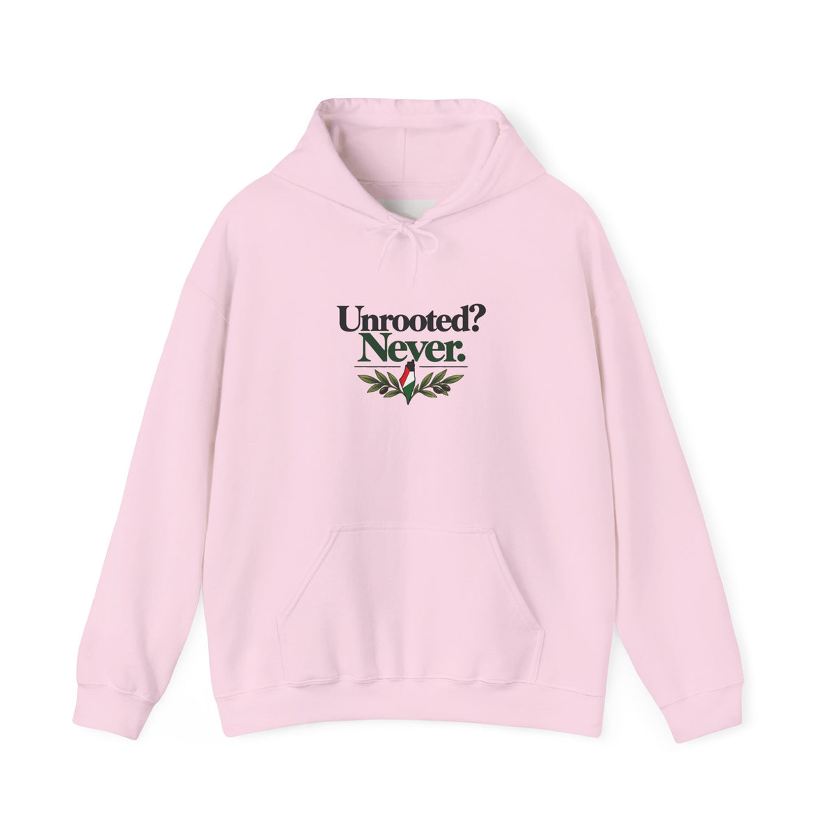 Hoodie — "Unrooted? Never." / "Roots Deeper Than Occupation" Graphic Hoodie