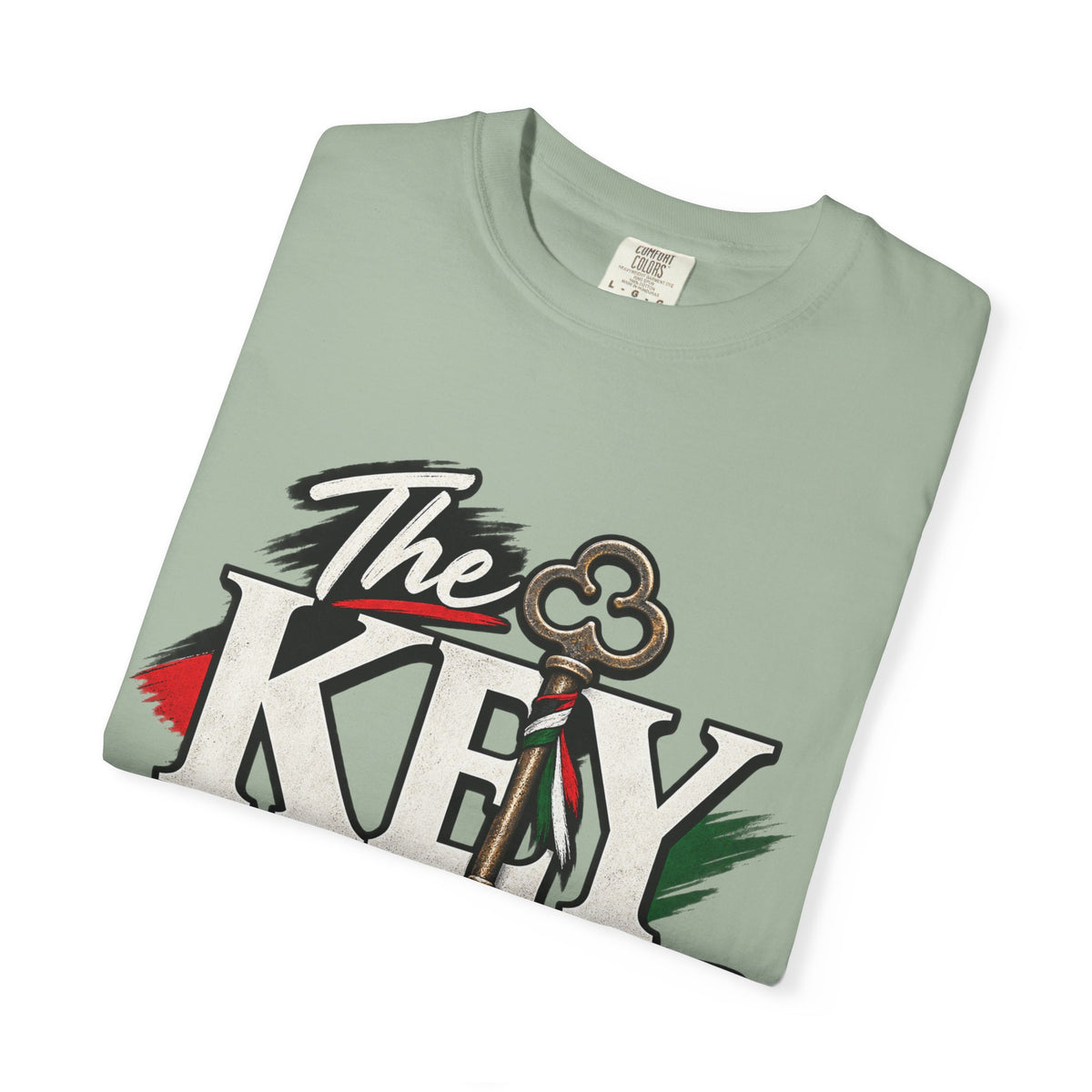 Key Still Fits T-Shirt — Vintage Key Graphic Tee with Red & Green Accents