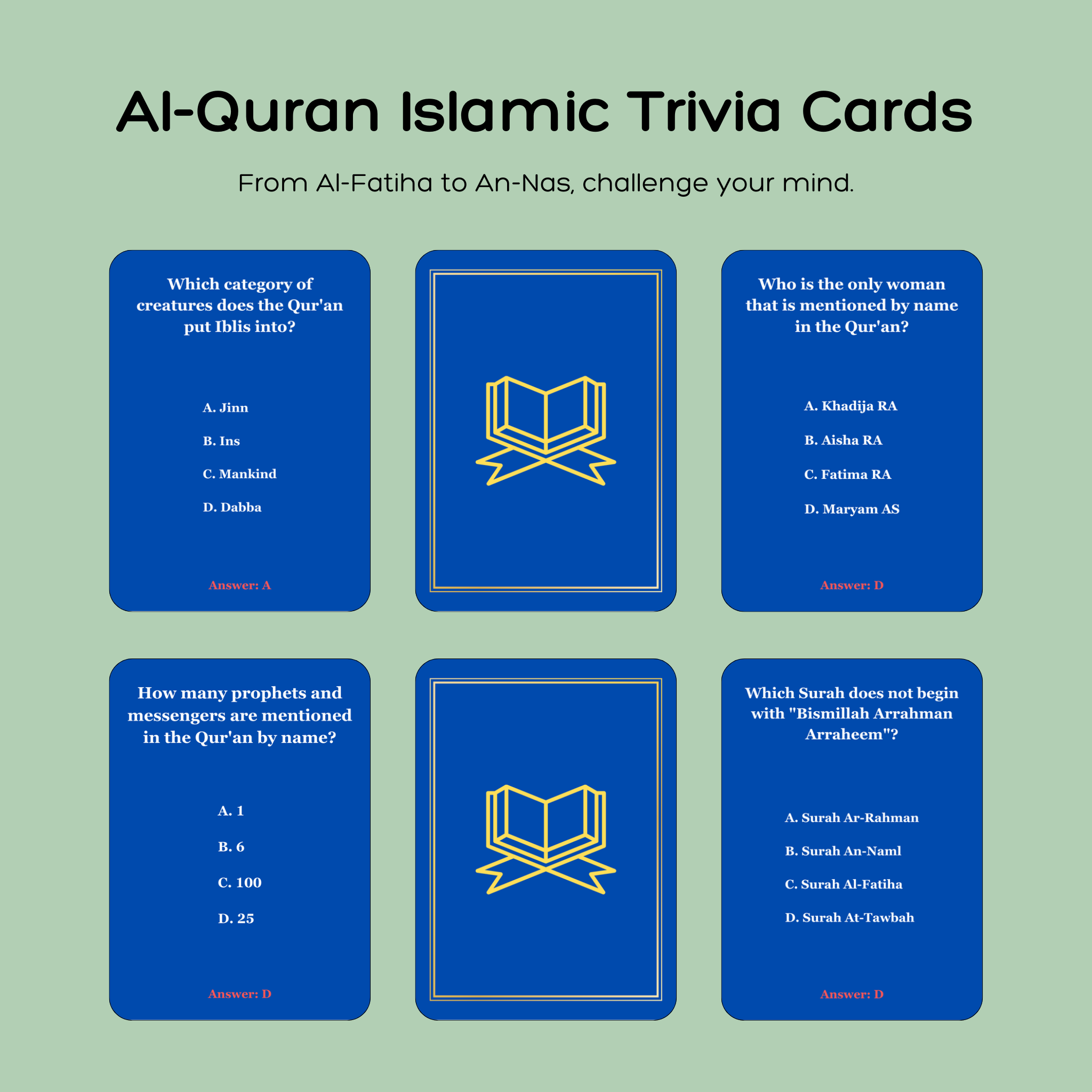 Islamic Trivia Cards - Al-Qu'ran Trivia Cards