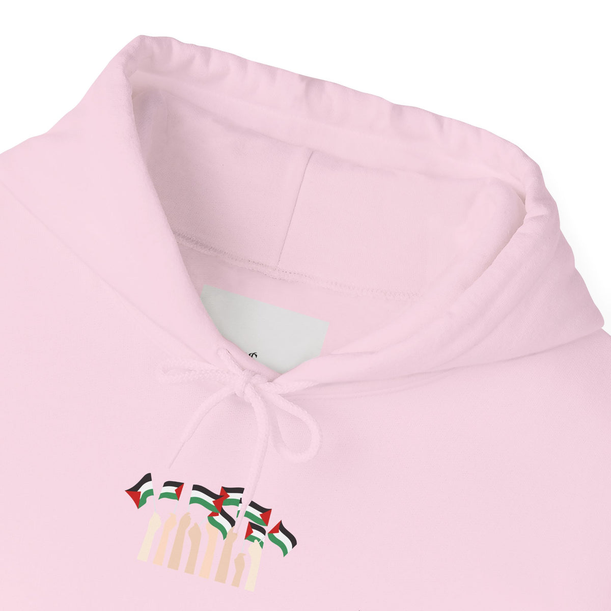 Minimal 'Calm' Palestine Flag Hoodie — Small Center Graphic