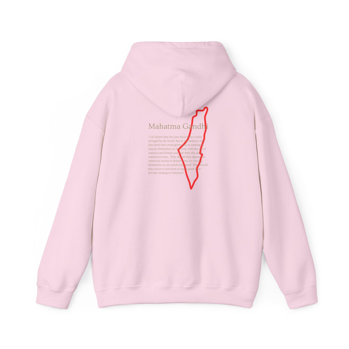 Hoodie — Mahatma Gandhi Quote with Red Palestine Map Outline