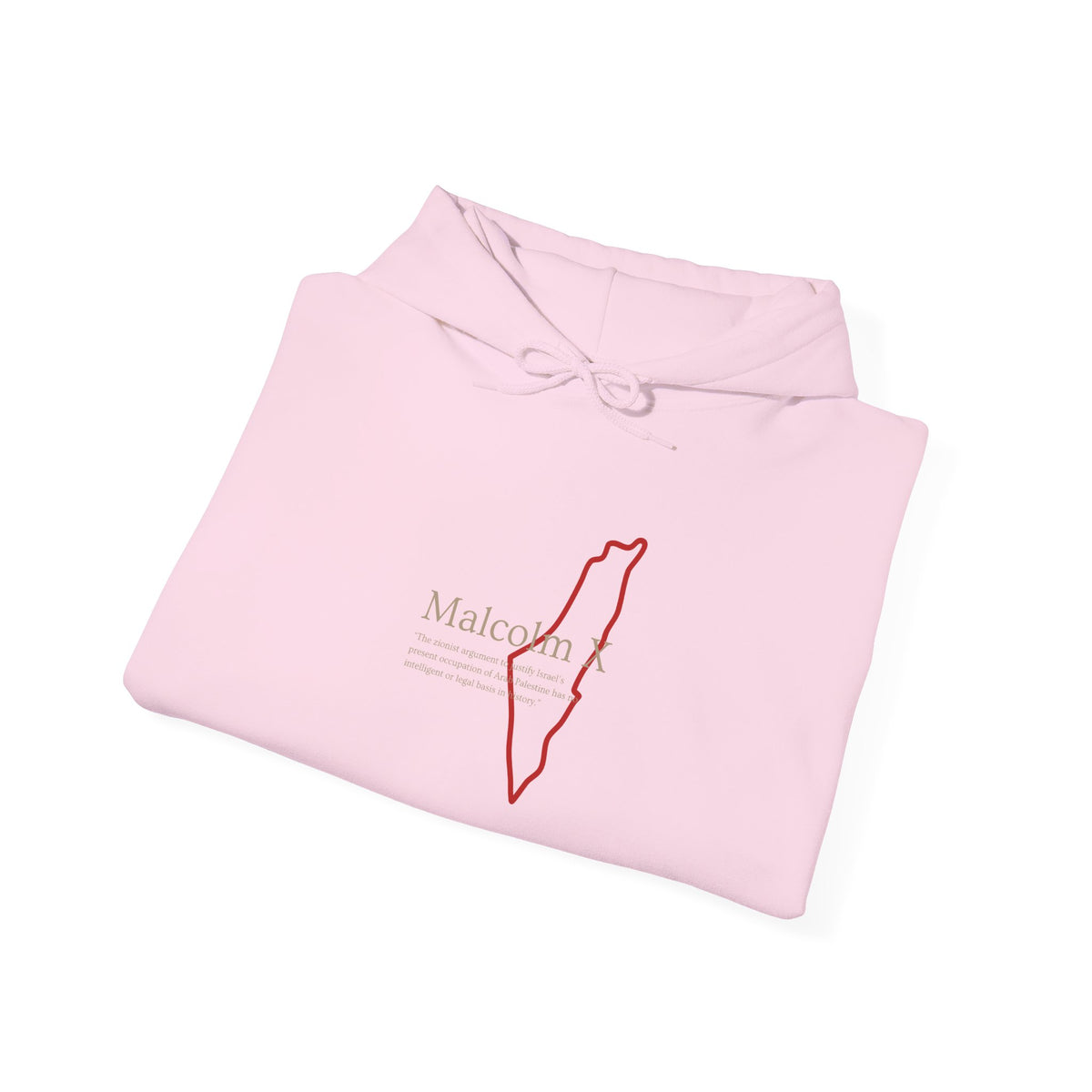 Malcolm X Palestine Quote and Map Hoodie – Minimalist Line Art Map Pullover