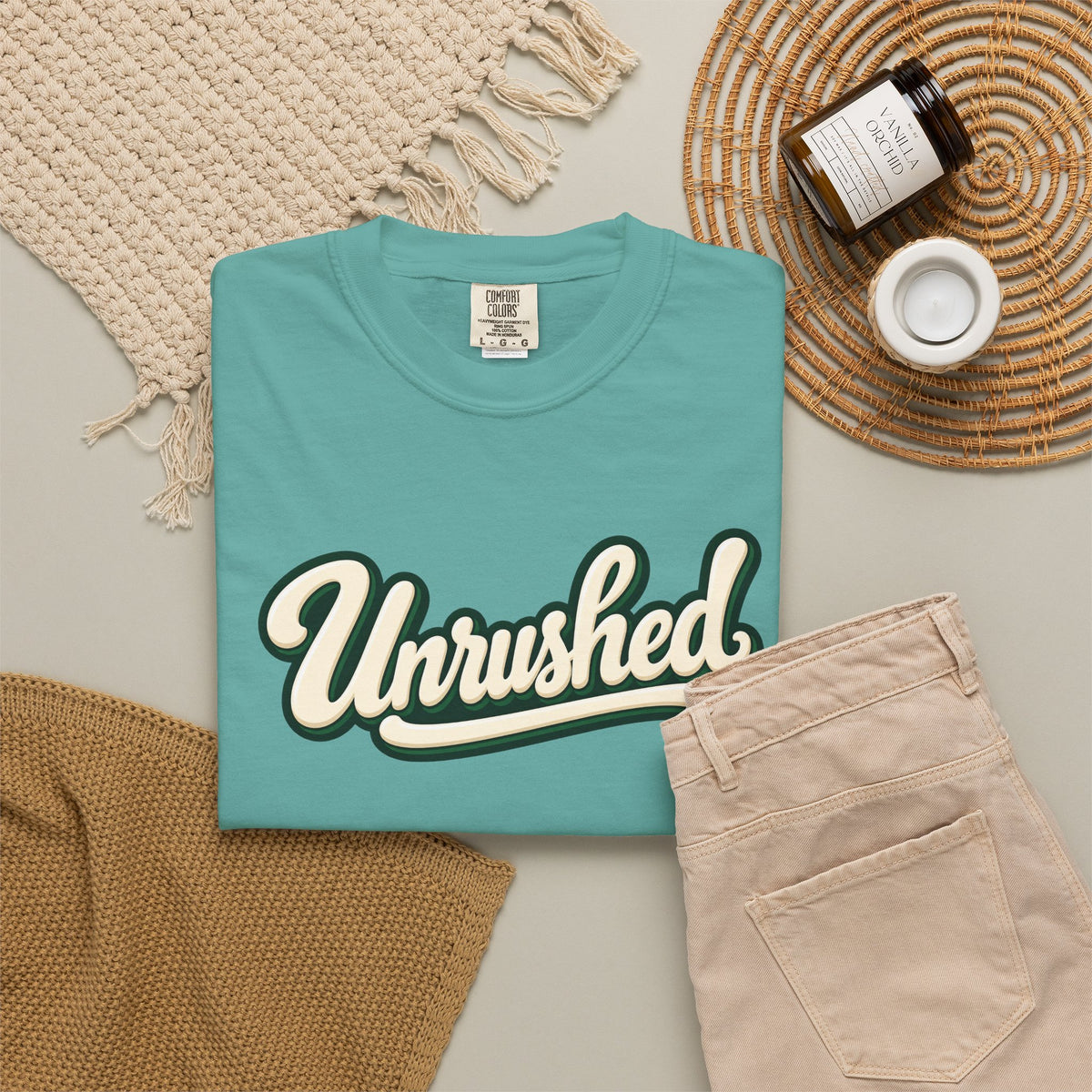 Unrushed Script T-Shirt — Vintage Retro Graphic Tee