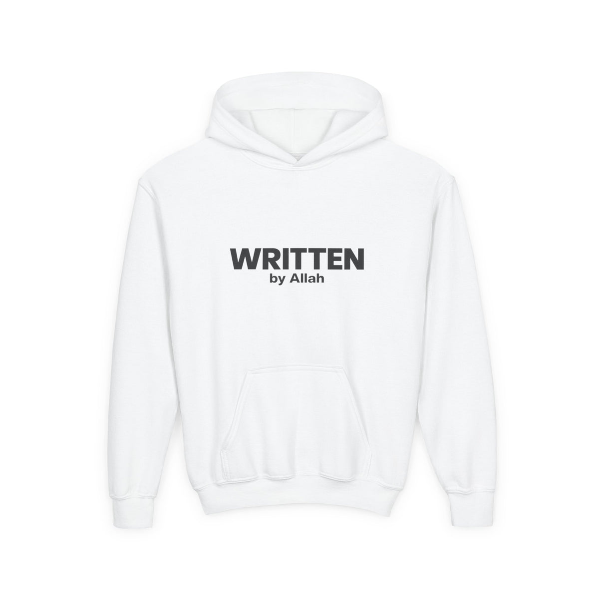 Youth Hoodie — "WRITTEN by Allah" Minimal Islamic Faith Pullover