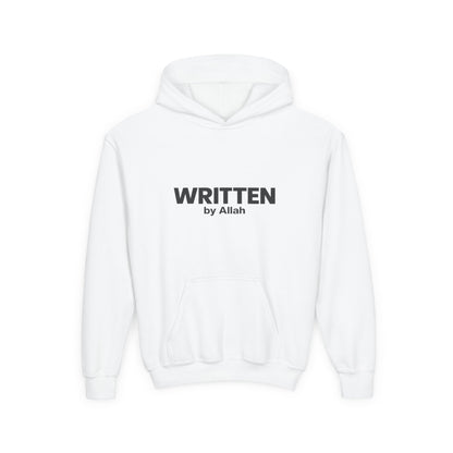 Youth Hoodie — "WRITTEN by Allah" Minimal Islamic Faith Pullover