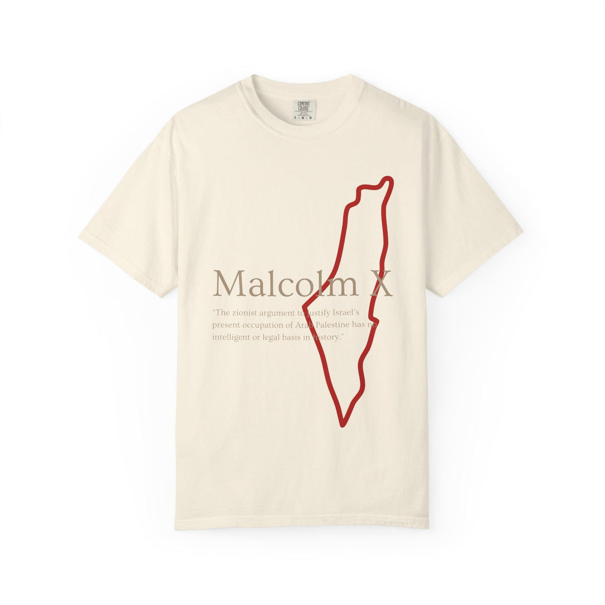 Malcolm X Palestine Quote Outline T-Shirt — Minimalist Palestine Solidarity Tee