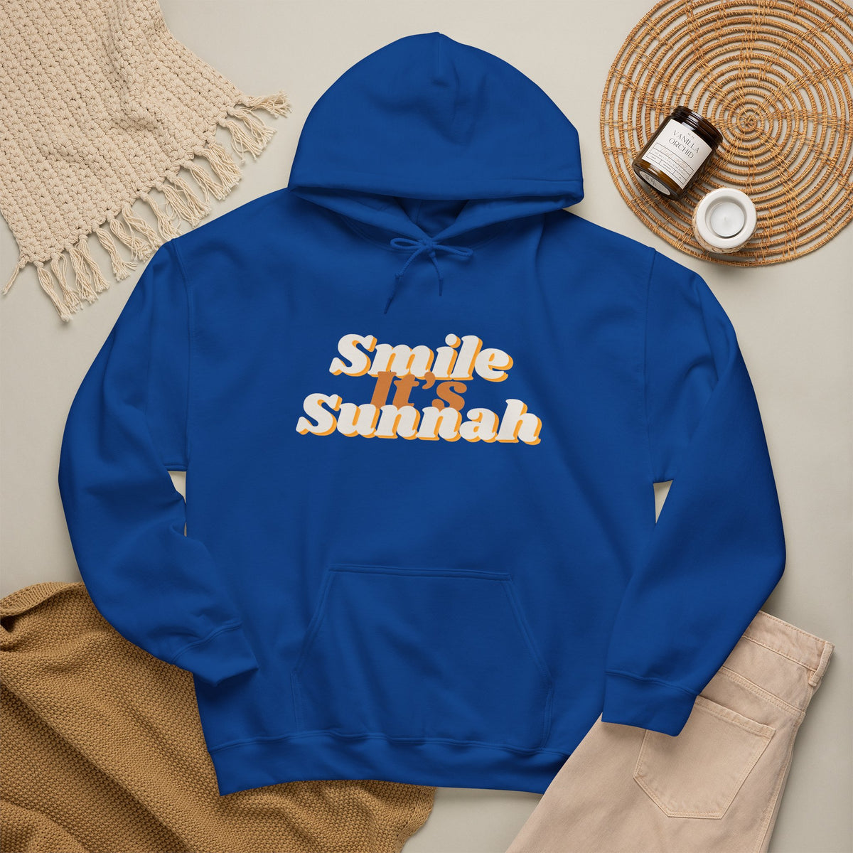 Smile It's Sunnah Hoodie — Retro Yellow Script Hoodie