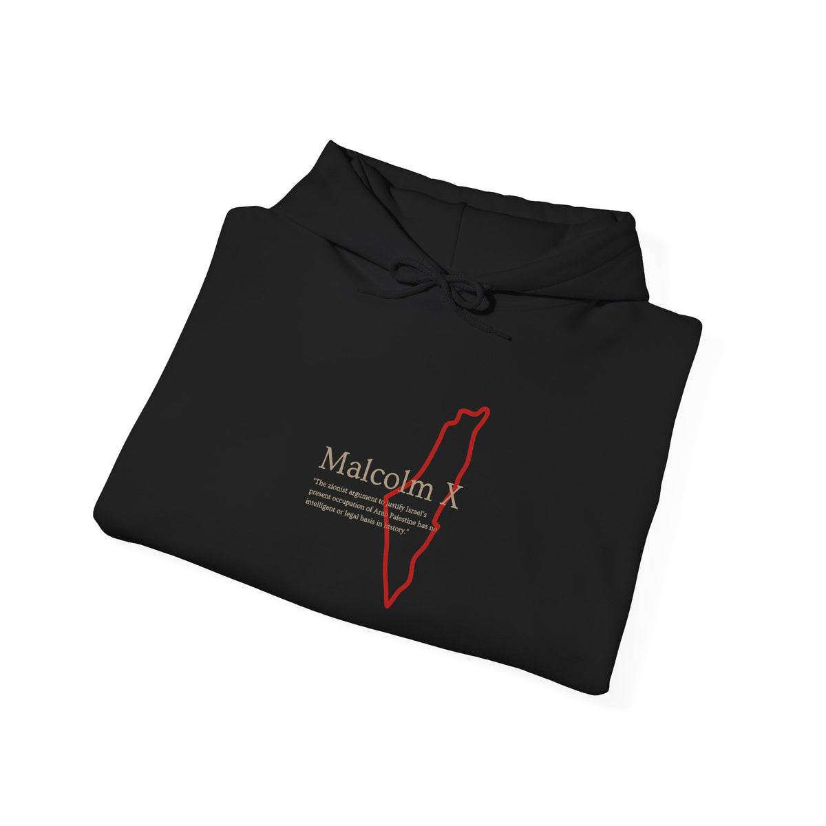 Malcolm X Palestine Quote and Map Hoodie – Minimalist Line Art Map Pullover