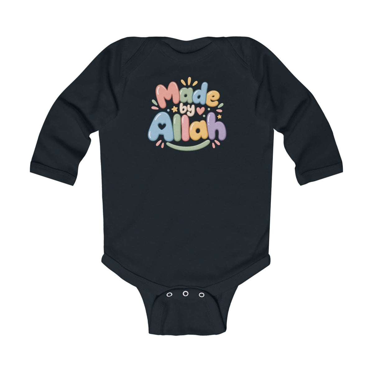 Made by Allah Infant Long Sleeve Bodysuit – Islamic Baby Onesie, Cute Faith-Based Newborn Gift