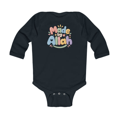 Made by Allah Infant Long Sleeve Bodysuit – Islamic Baby Onesie, Cute Faith-Based Newborn Gift