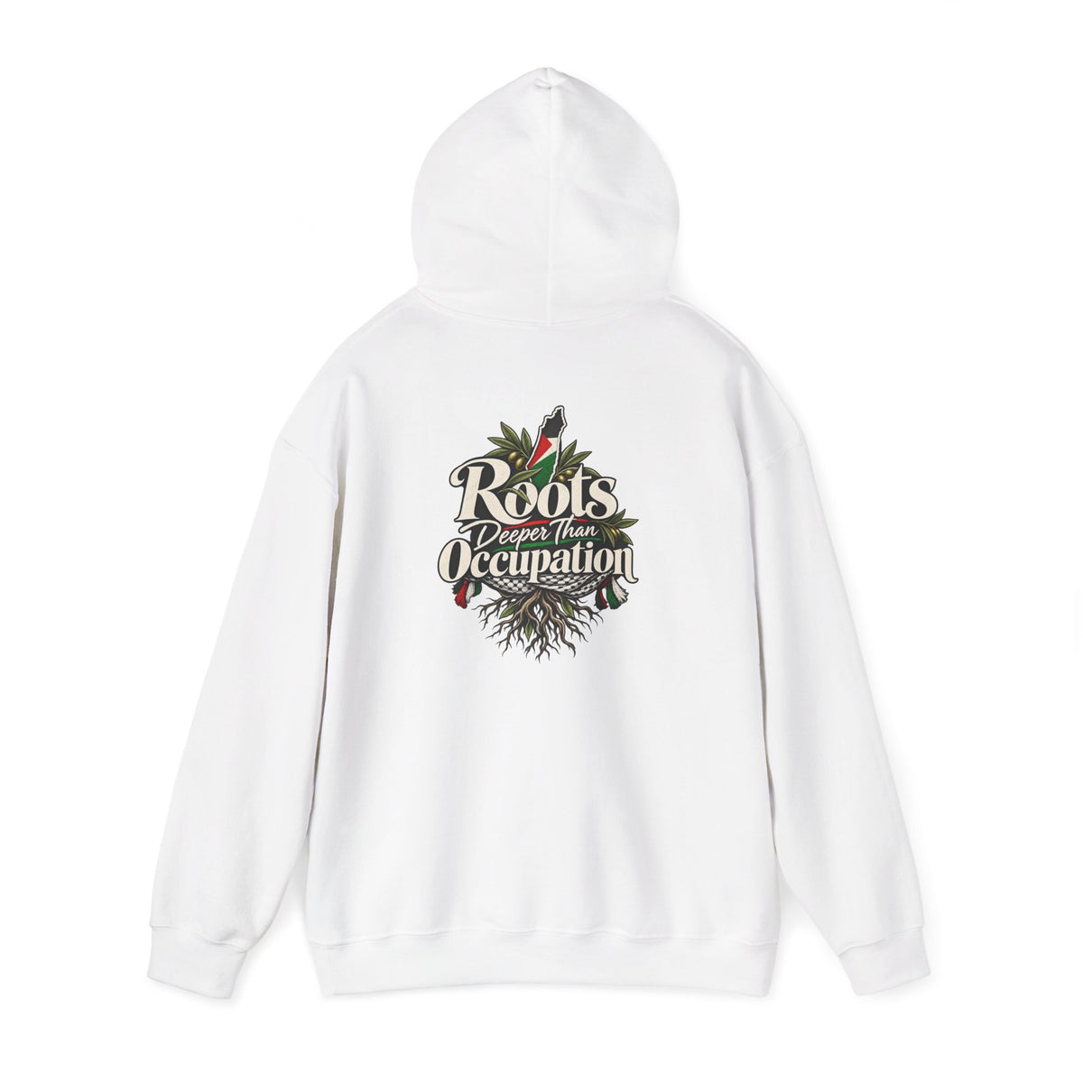Hoodie — "Unrooted? Never." / "Roots Deeper Than Occupation" Graphic Hoodie
